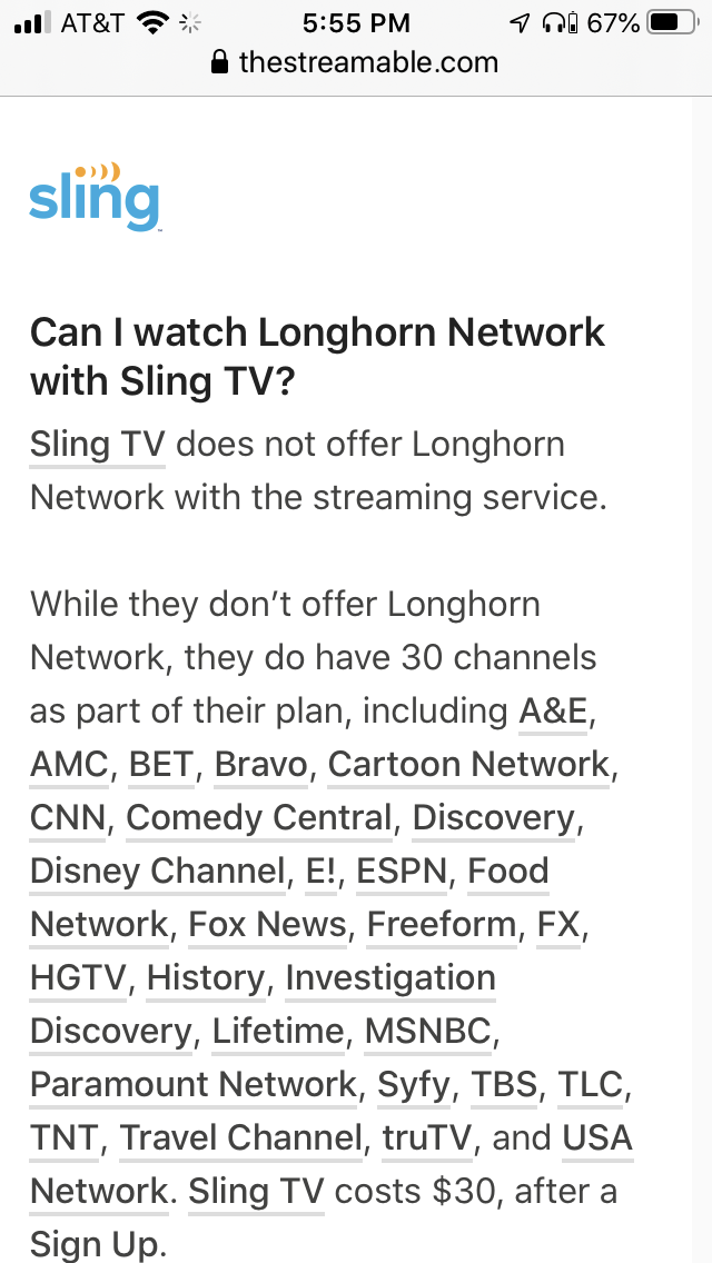 Sling TV Adds Longhorn Network – The TV Answer Man!